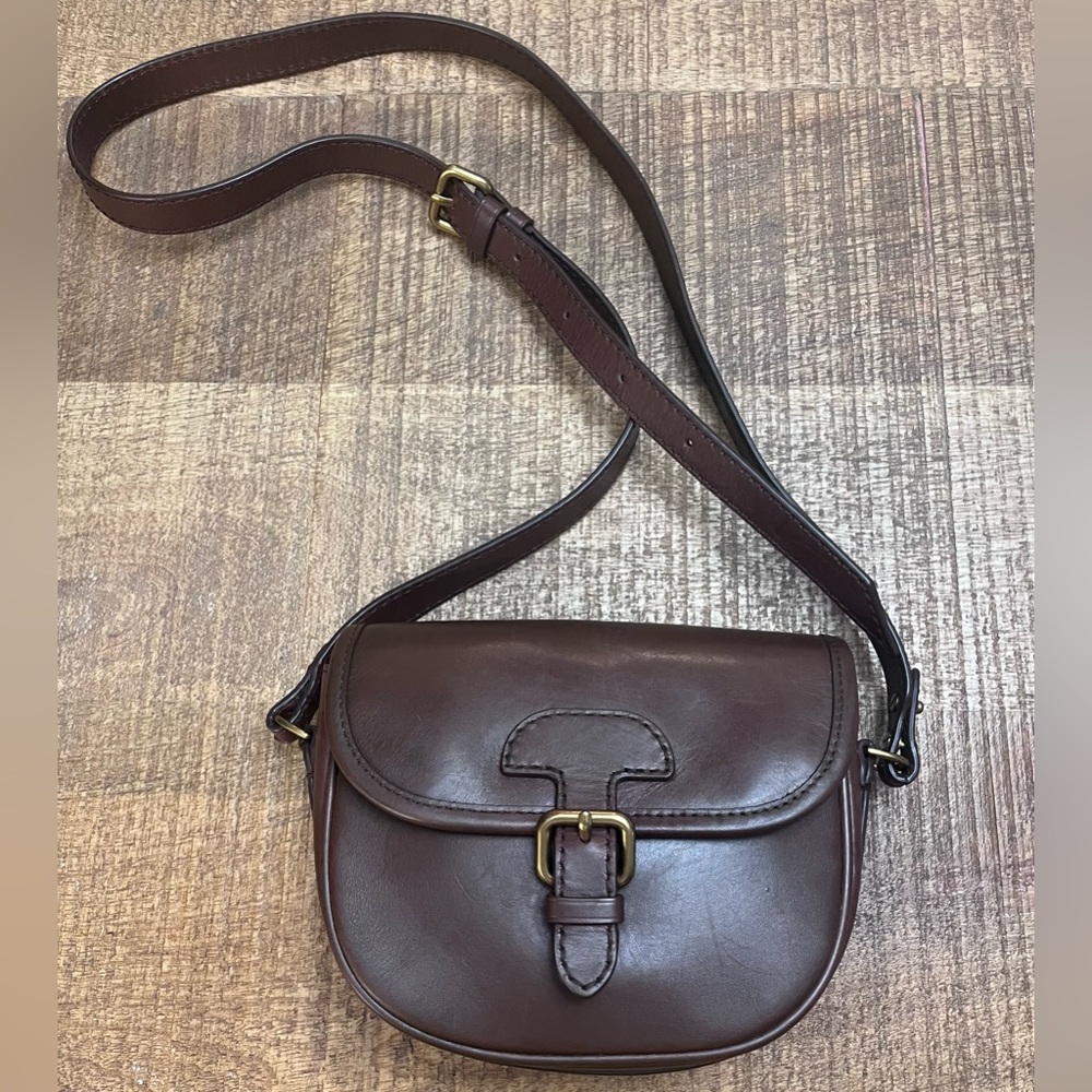 J Crew Elegant Brown 100% Leather Small Saddle Bag - Picture 2 of 10